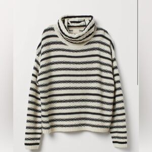 Wool-blend polo-neck jumper - Natural white/Black striped - Ladies | H&M